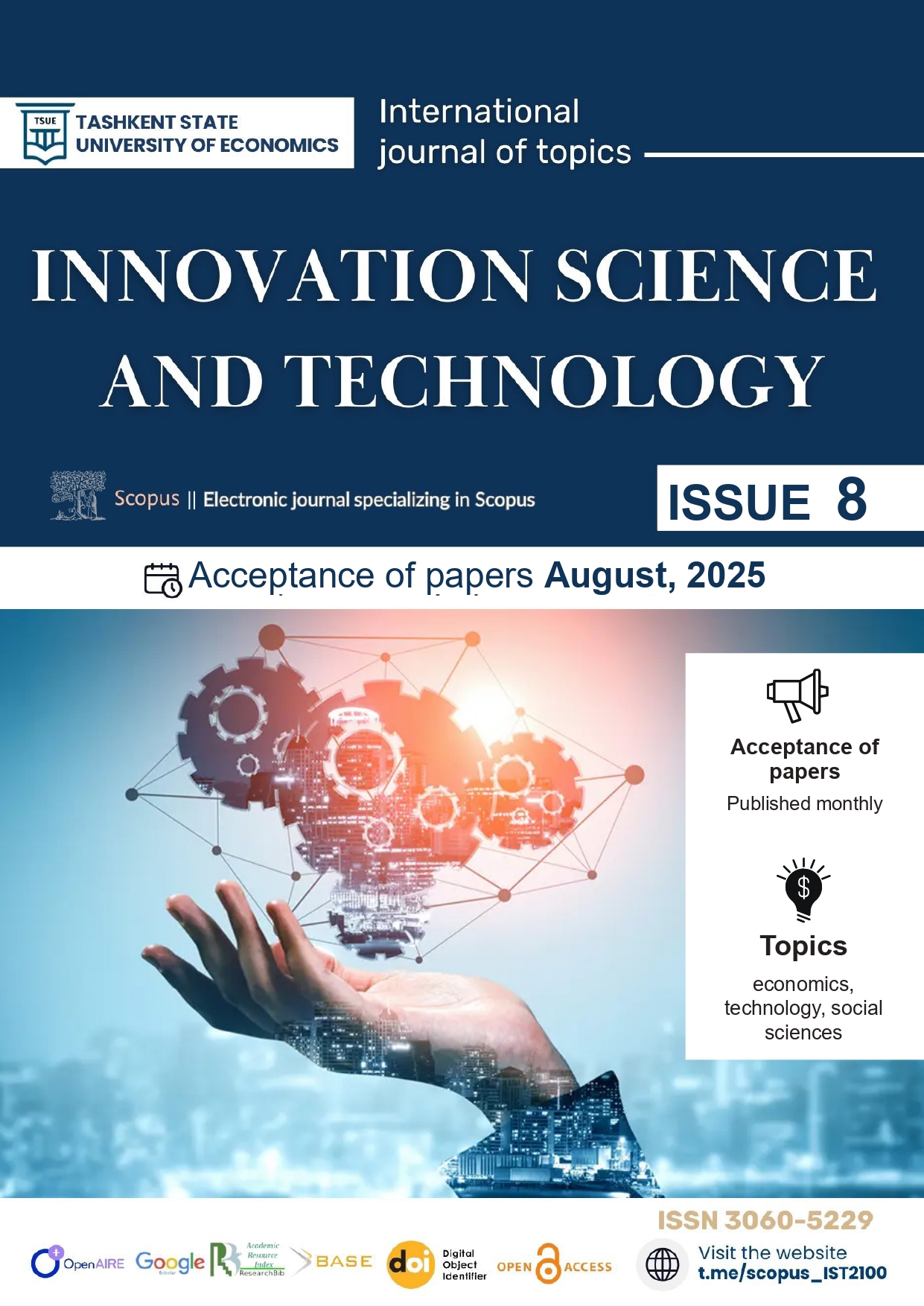 					View Vol. 1 No. 8 (2025): Innovation Science and Technology
				